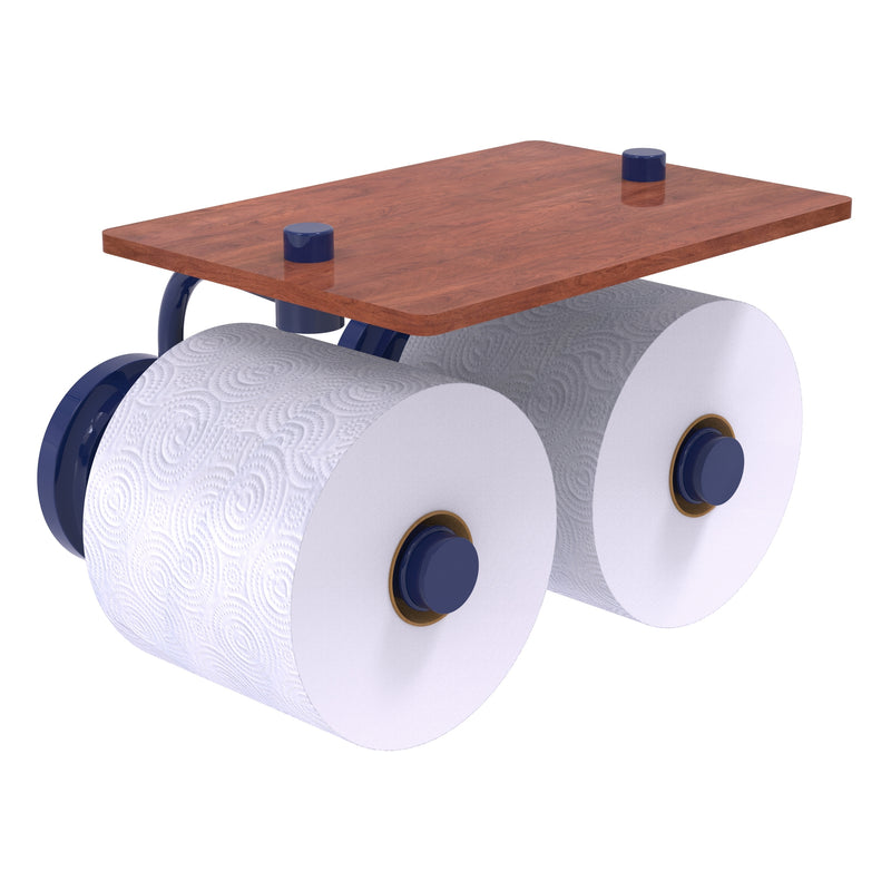 Que New Collection 2 Roll Toilet Paper Holder with Wood Shelf