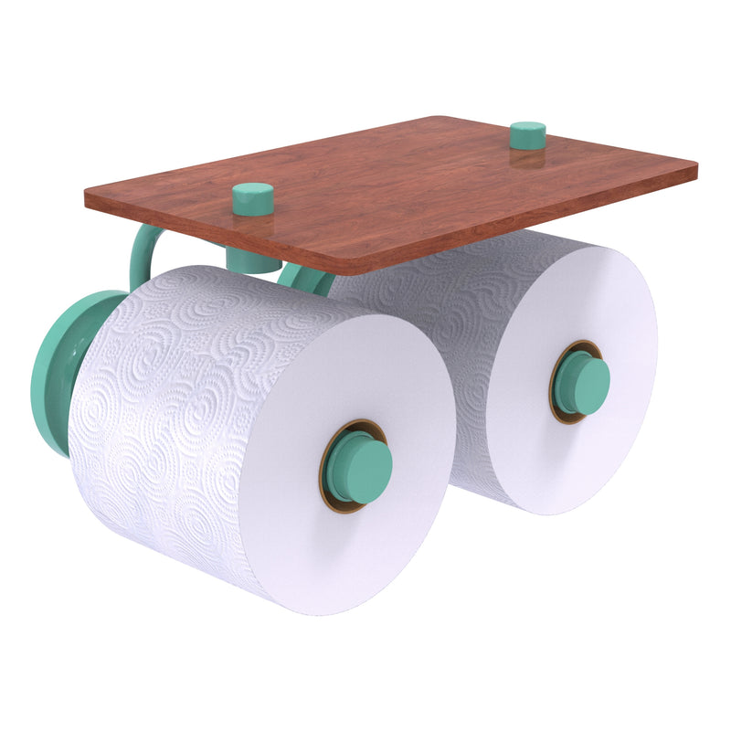 Que New Collection 2 Roll Toilet Paper Holder with Wood Shelf