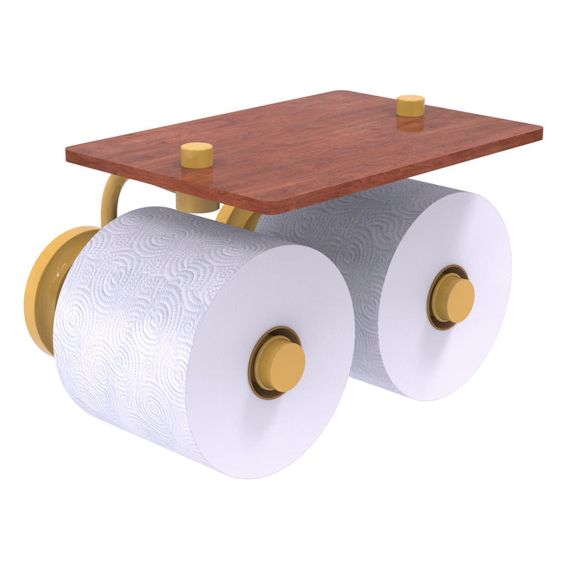 Que New Collection 2 Roll Toilet Paper Holder with Wood Shelf