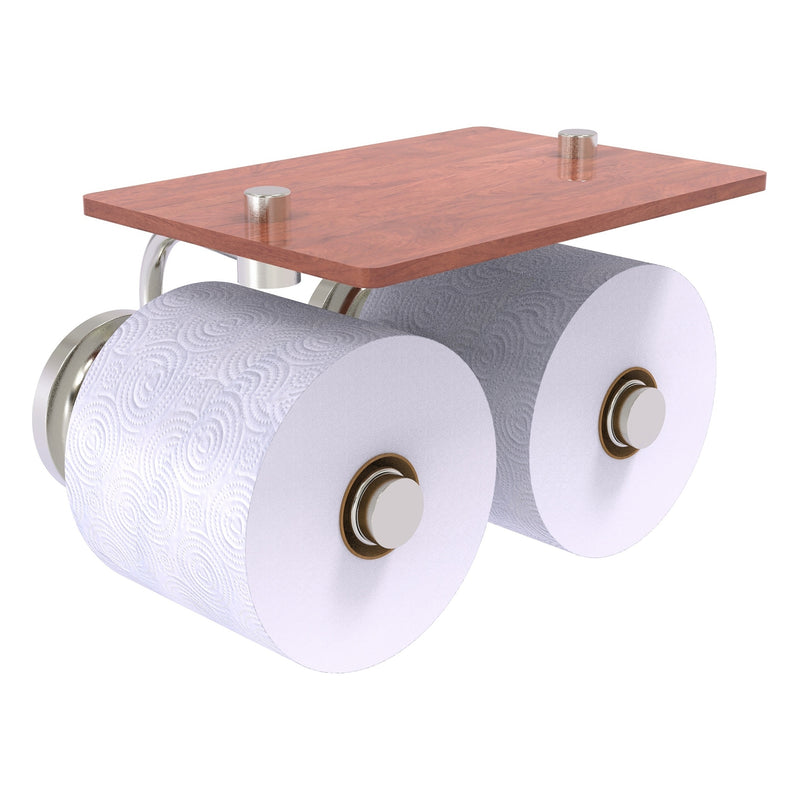 Que New Collection 2 Roll Toilet Paper Holder with Wood Shelf