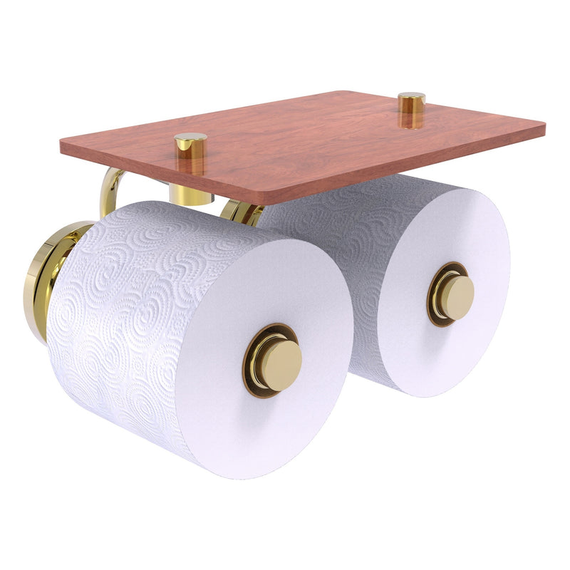 Que New Collection 2 Roll Toilet Paper Holder with Wood Shelf