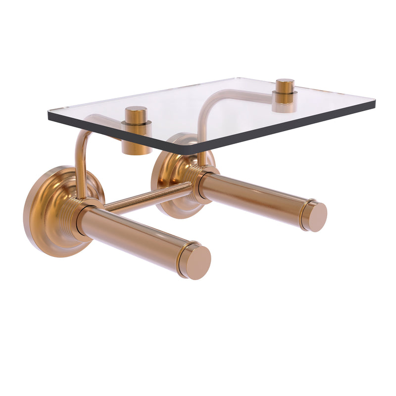 Que New Collection 2 Roll Toilet Paper Holder with Glass Shelf