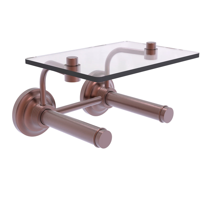 Que New Collection 2 Roll Toilet Paper Holder with Glass Shelf