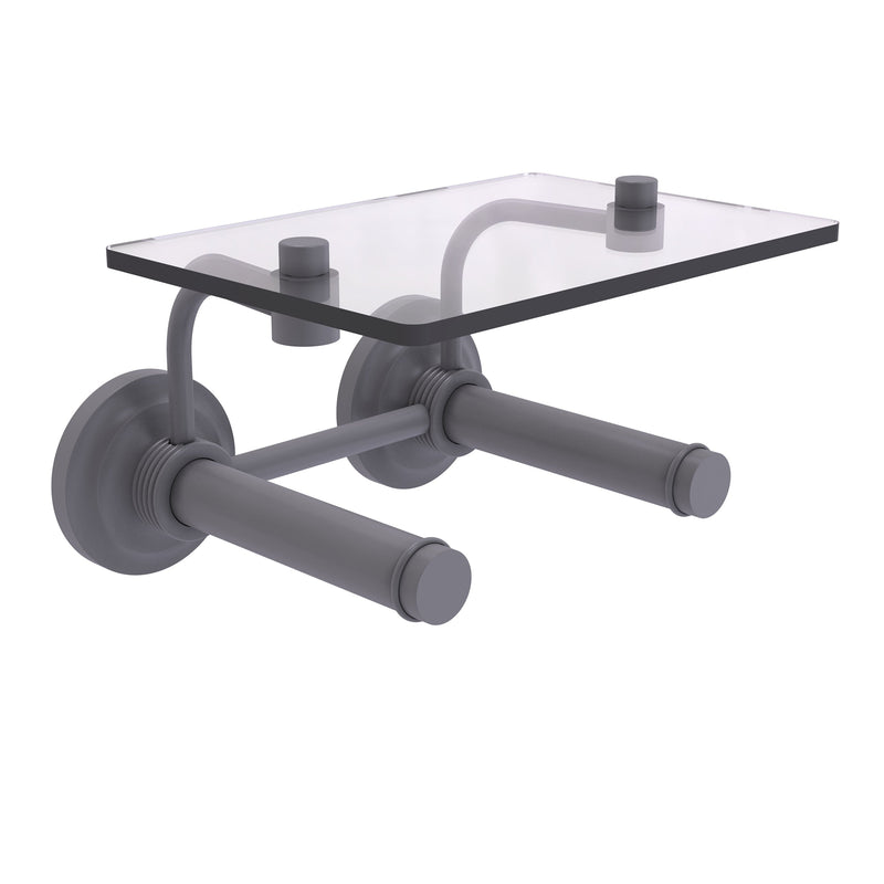 Que New Collection 2 Roll Toilet Paper Holder with Glass Shelf