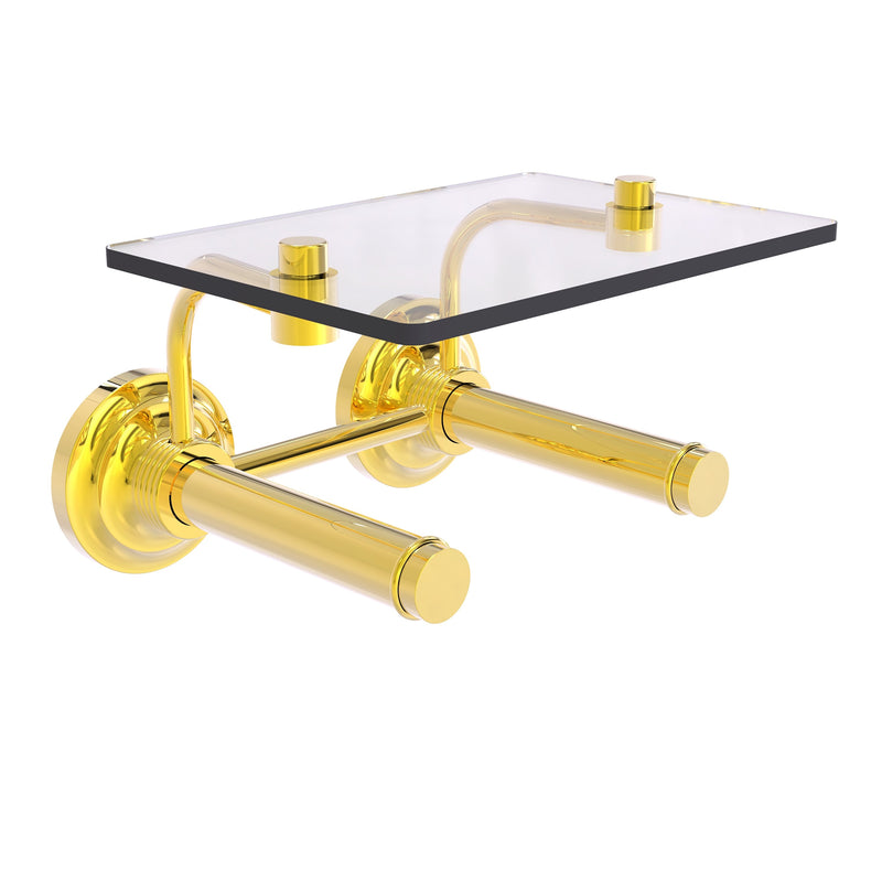 Que New Collection 2 Roll Toilet Paper Holder with Glass Shelf