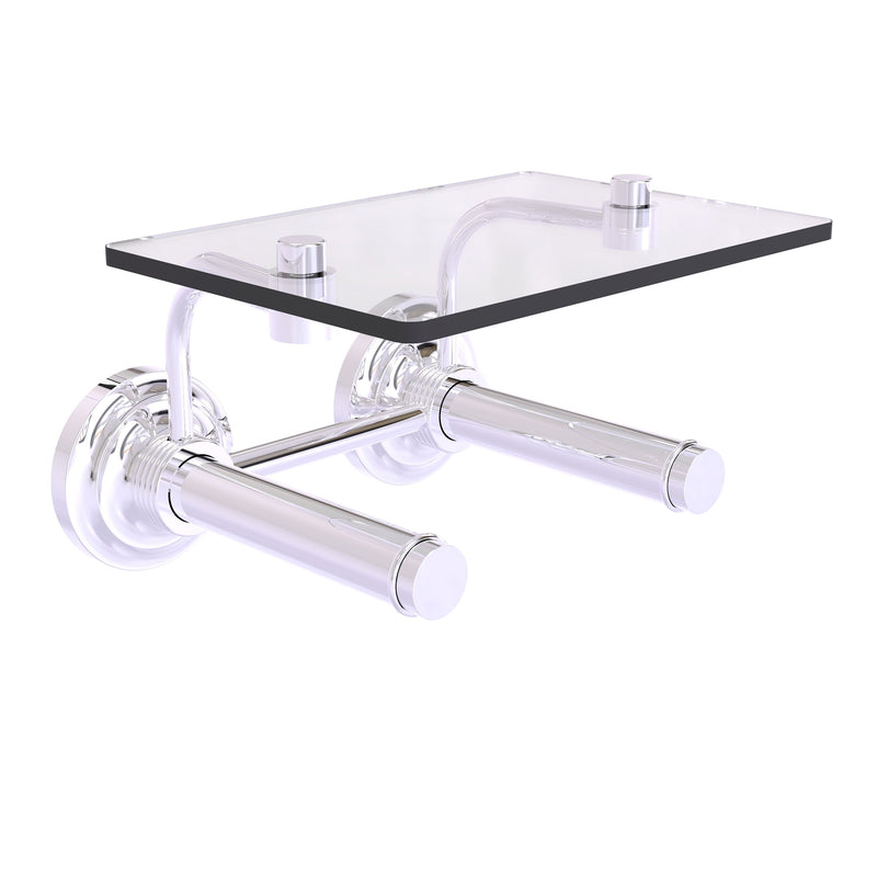 Que New Collection 2 Roll Toilet Paper Holder with Glass Shelf