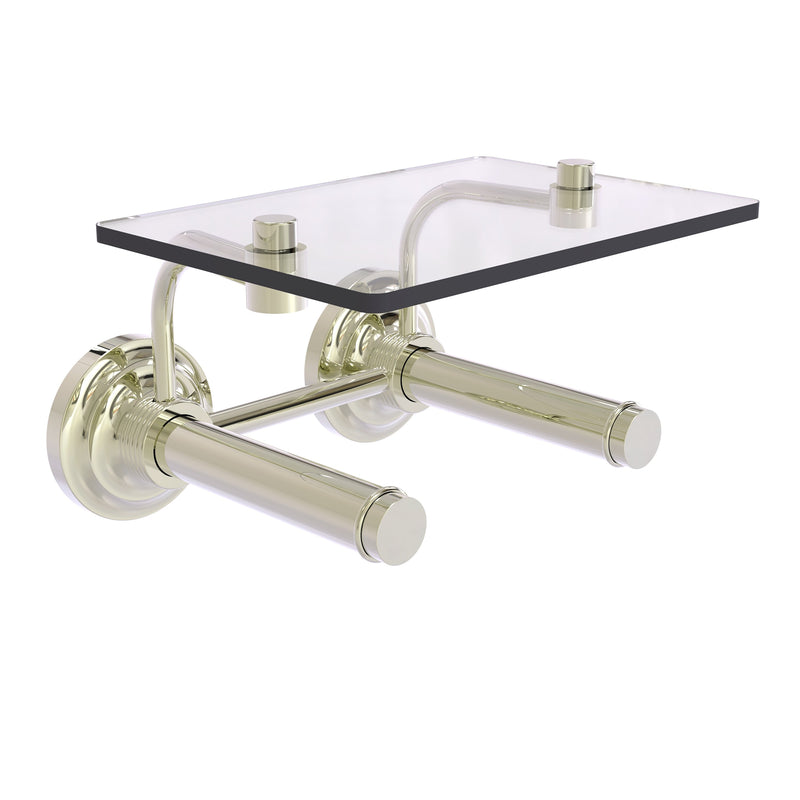 Que New Collection 2 Roll Toilet Paper Holder with Glass Shelf