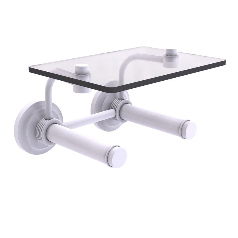 Que New Collection 2 Roll Toilet Paper Holder with Glass Shelf