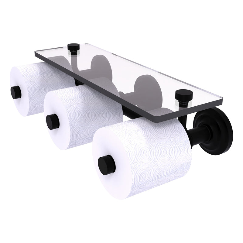 Que New Collection Horizontal Reserve 3 Roll Toilet Paper Holder with Glass Shelf