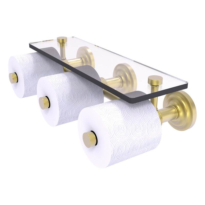 Que New Collection Horizontal Reserve 3 Roll Toilet Paper Holder with Glass Shelf