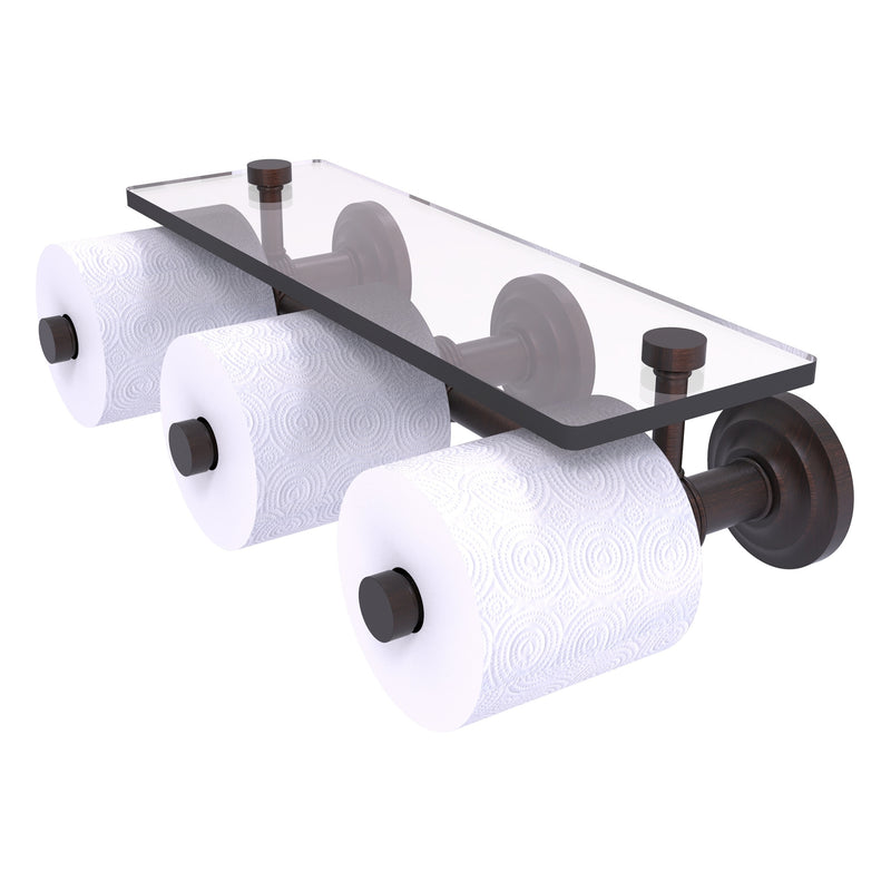 Que New Collection Horizontal Reserve 3 Roll Toilet Paper Holder with Glass Shelf