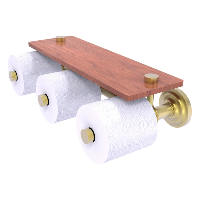 Que New Collection Horizontal Reserve 3 Roll Toilet Paper Holder with Wood Shelf