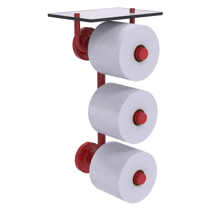 Que New Collection 3 Roll Toilet Paper Holder with Glass Shelf