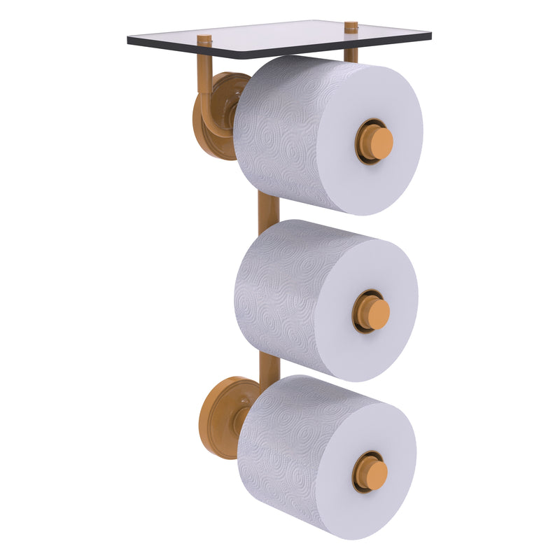 Que New Collection 3 Roll Toilet Paper Holder with Glass Shelf