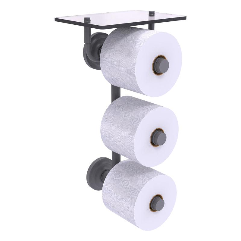 Que New Collection 3 Roll Toilet Paper Holder with Glass Shelf