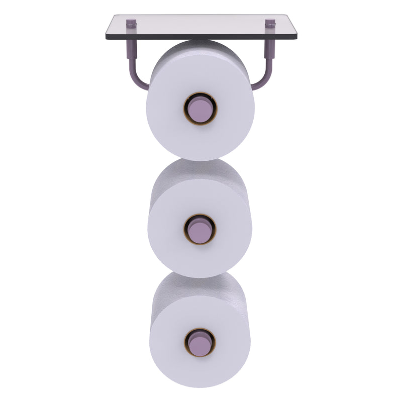 Que New Collection 3 Roll Toilet Paper Holder with Glass Shelf