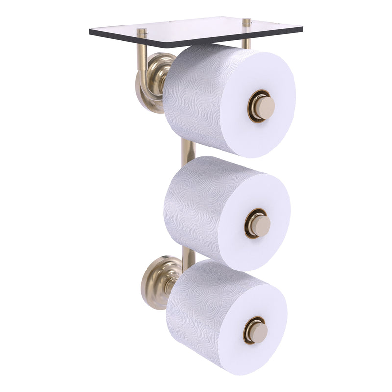 Que New Collection 3 Roll Toilet Paper Holder with Glass Shelf