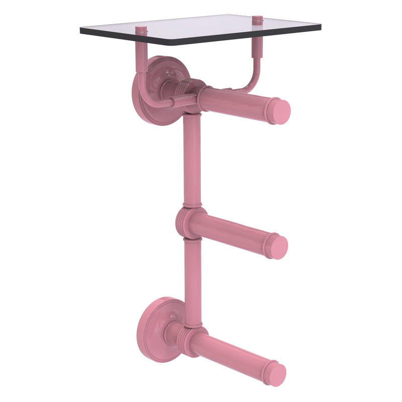 Que New Collection 3 Roll Toilet Paper Holder with Glass Shelf