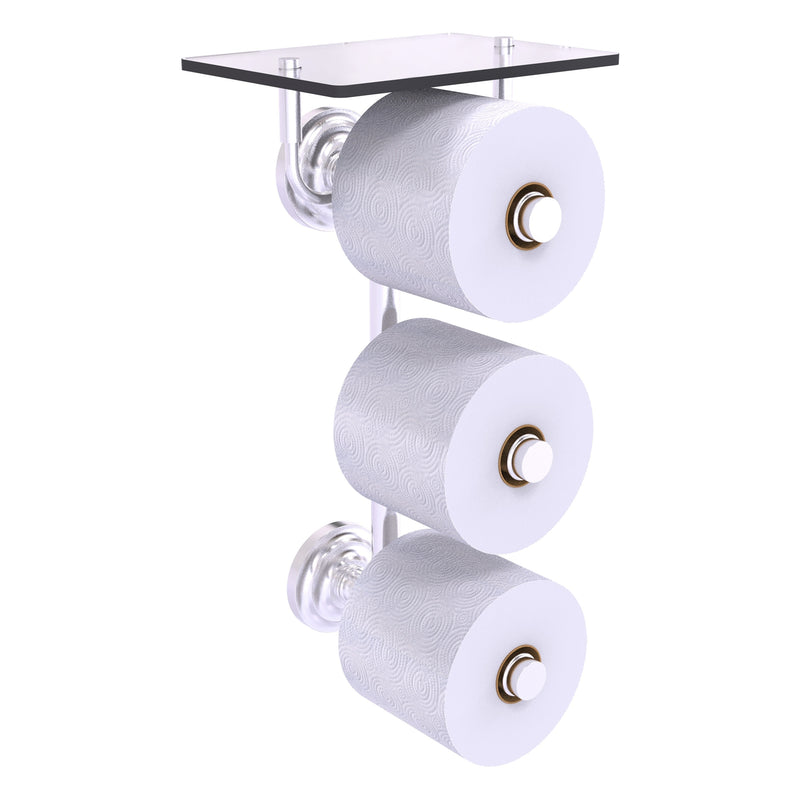 Que New Collection 3 Roll Toilet Paper Holder with Glass Shelf