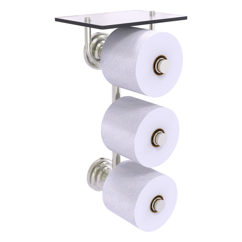 Que New Collection 3 Roll Toilet Paper Holder with Glass Shelf