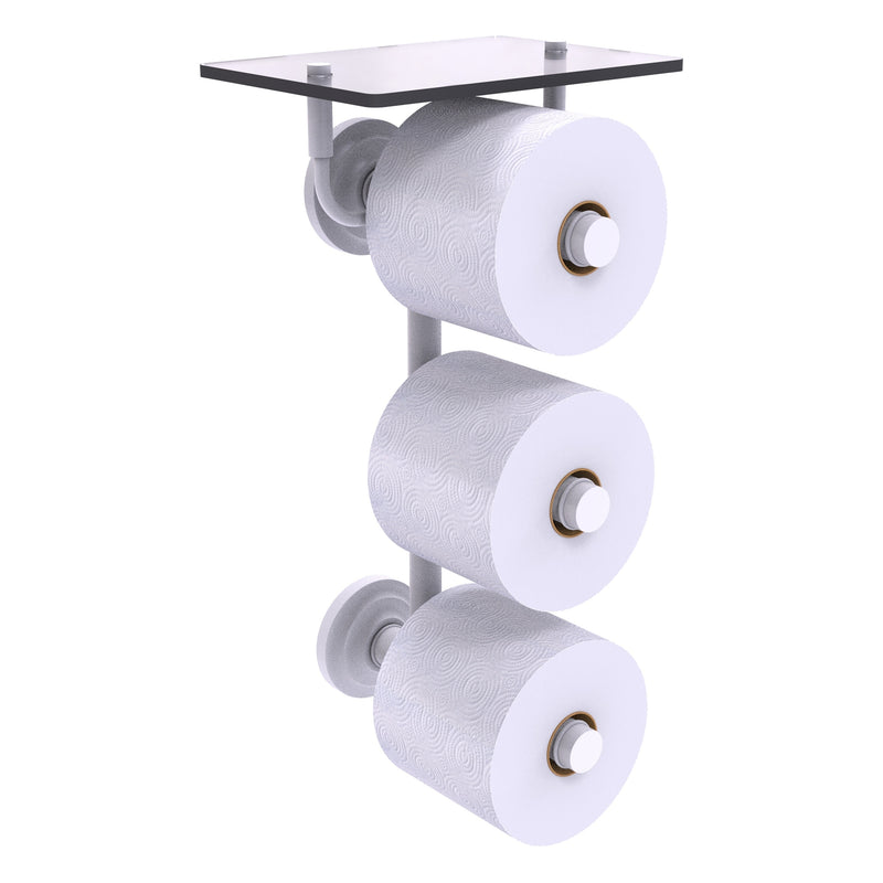 Que New Collection 3 Roll Toilet Paper Holder with Glass Shelf