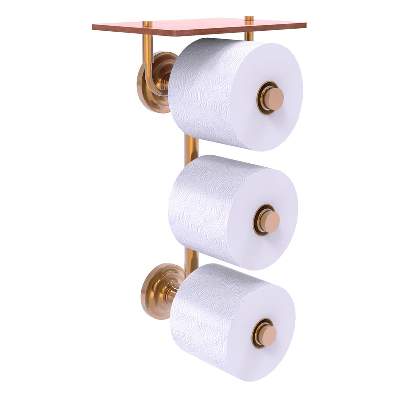 Que New Collection 3 Roll Toilet Paper Holder with Wood Shelf