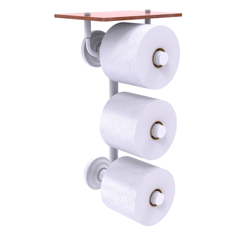 Que New Collection 3 Roll Toilet Paper Holder with Wood Shelf