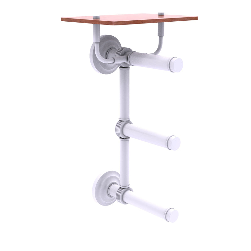 Que New Collection 3 Roll Toilet Paper Holder with Wood Shelf