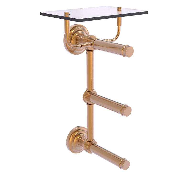 Que New Collection 3 Roll Toilet Paper Holder with Glass Shelf