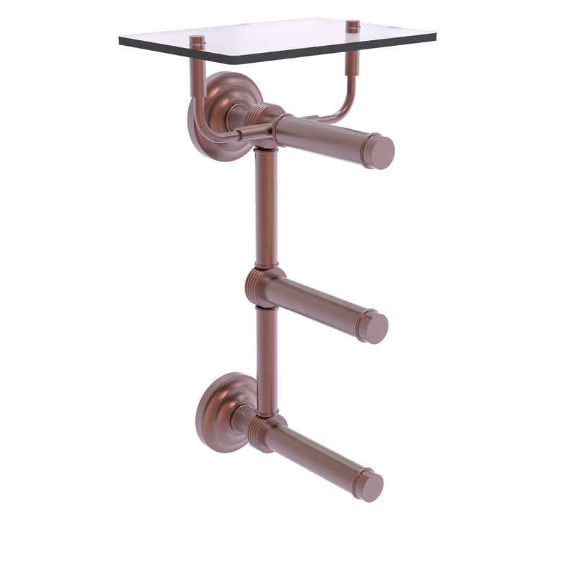 Que New Collection 3 Roll Toilet Paper Holder with Glass Shelf