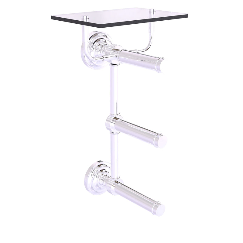 Que New Collection 3 Roll Toilet Paper Holder with Glass Shelf