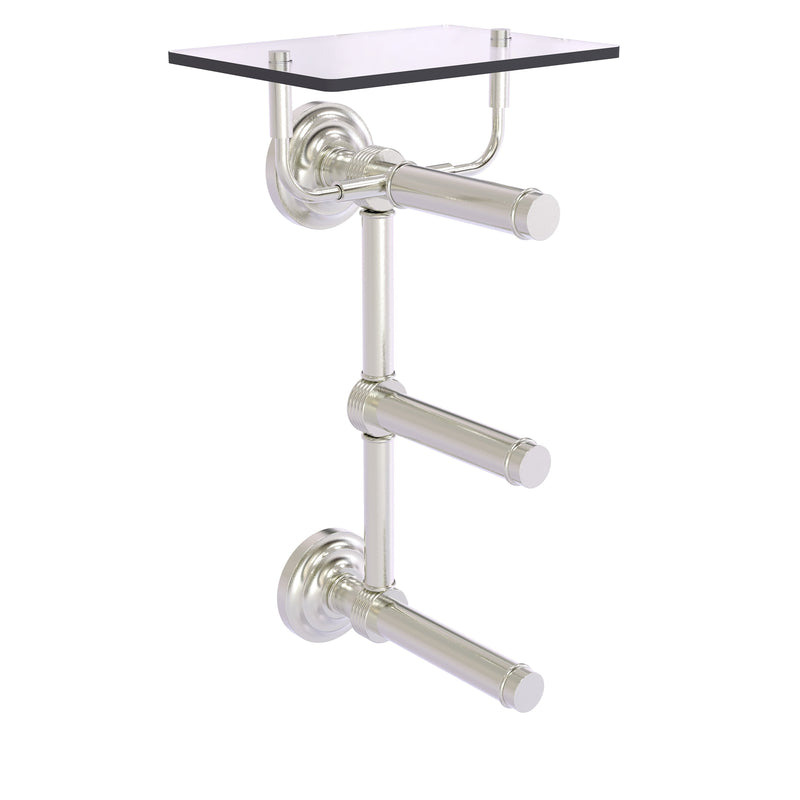 Que New Collection 3 Roll Toilet Paper Holder with Glass Shelf