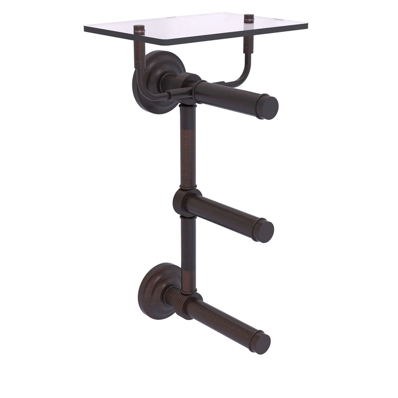 Que New Collection 3 Roll Toilet Paper Holder with Glass Shelf