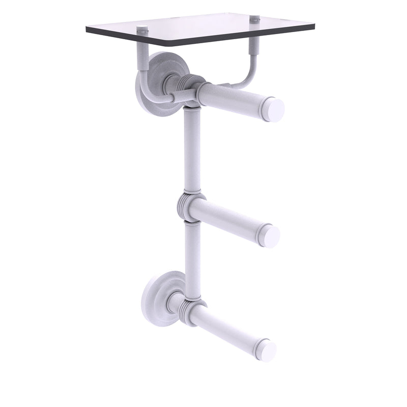 Que New Collection 3 Roll Toilet Paper Holder with Glass Shelf