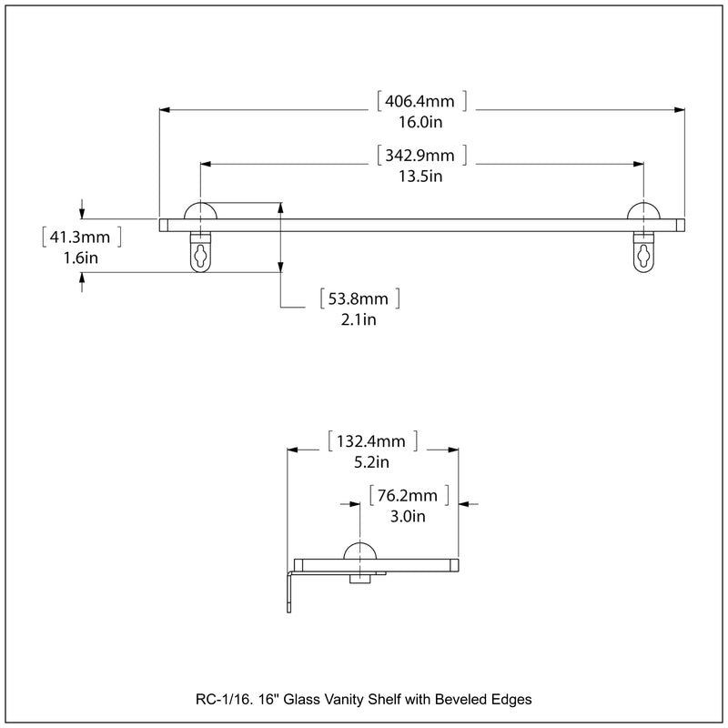 Glass Vanity Shelf with Beveled Edges