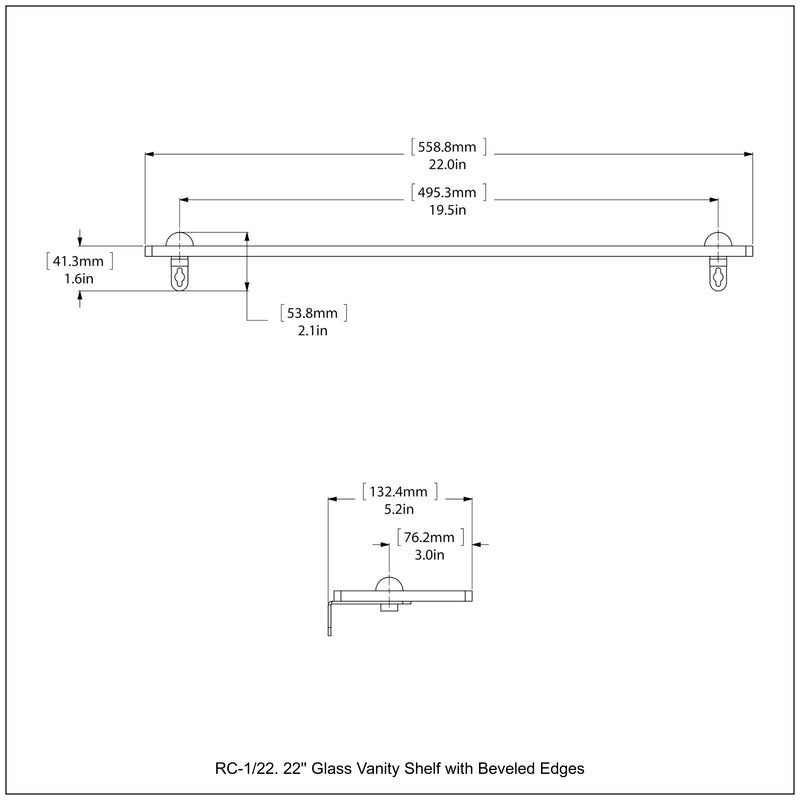 Glass Vanity Shelf with Beveled Edges