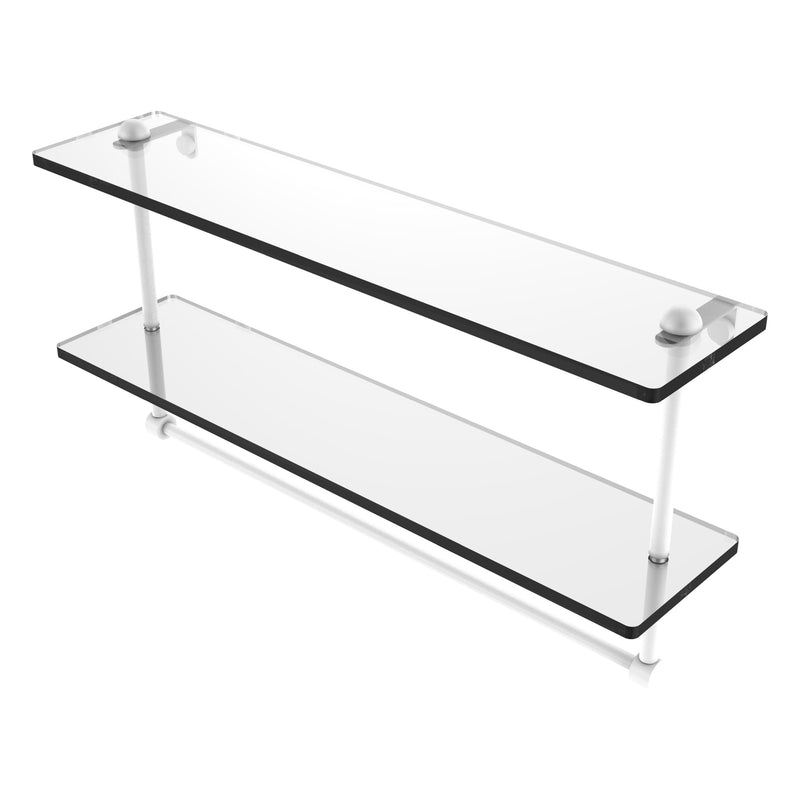 Two Tiered Glass Shelf with Integrated Towel Bar