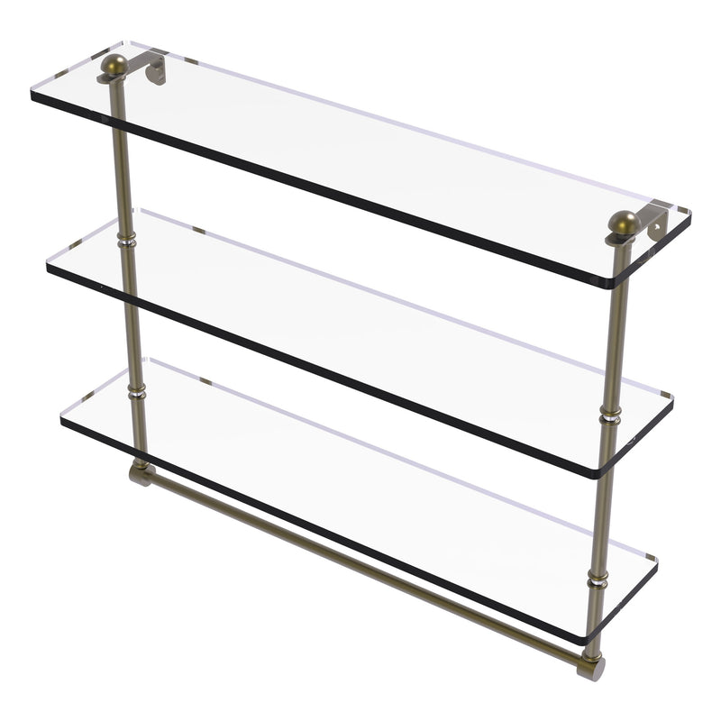 Triple Tiered Glass Shelf with Integrated Towel Bar