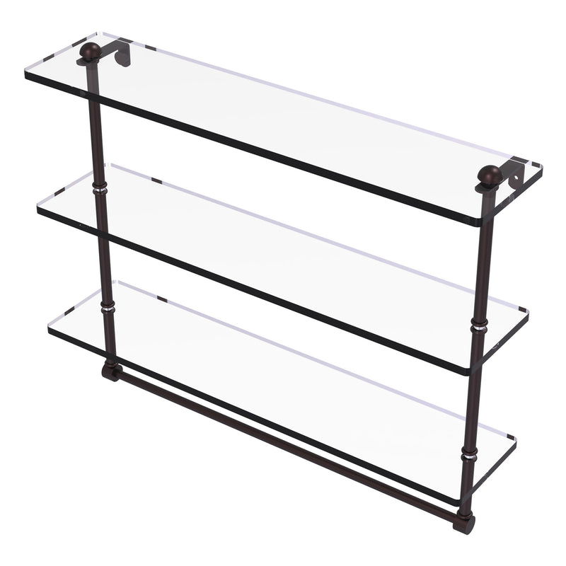 Triple Tiered Glass Shelf with Integrated Towel Bar