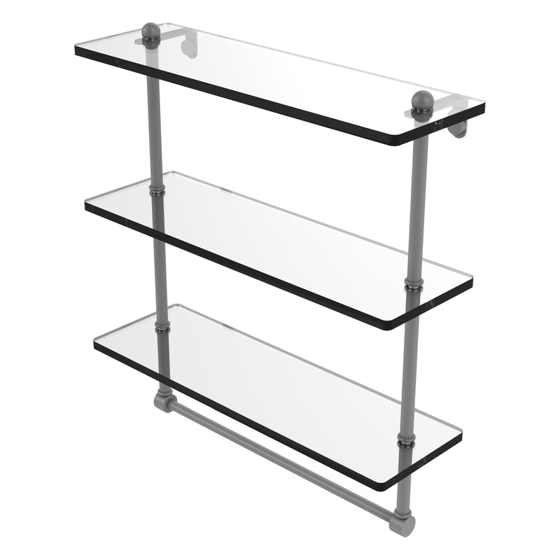 Triple Tiered Glass Shelf with Integrated Towel Bar