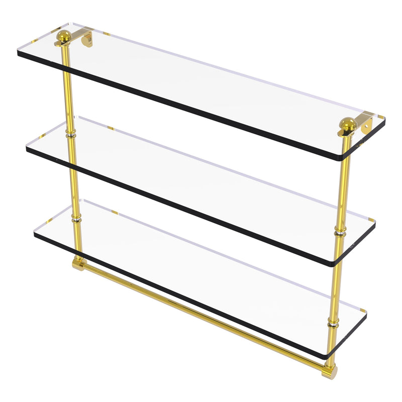 Triple Tiered Glass Shelf with Integrated Towel Bar