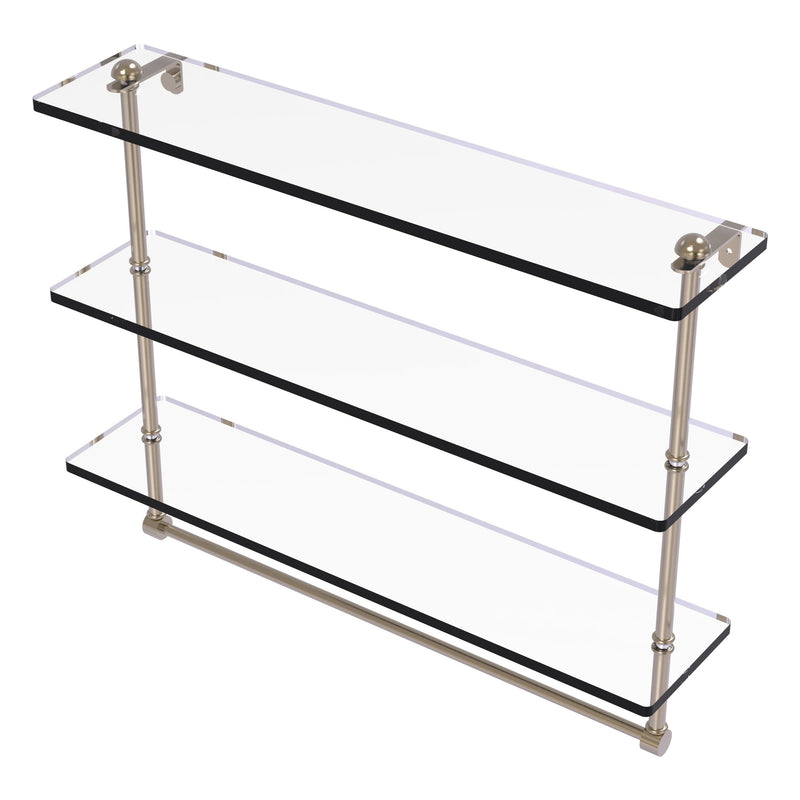 Triple Tiered Glass Shelf with Integrated Towel Bar