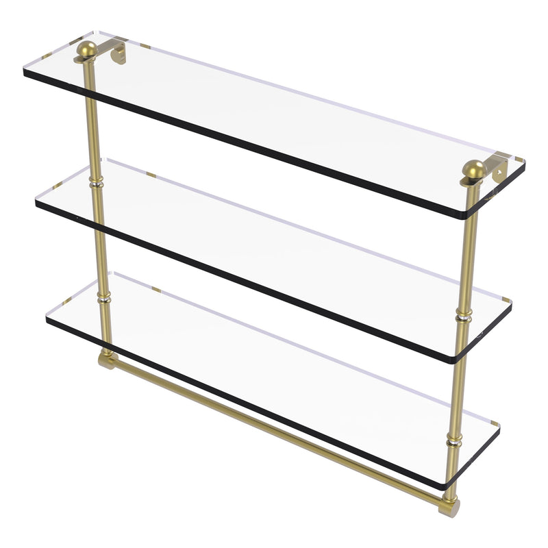 Triple Tiered Glass Shelf with Integrated Towel Bar