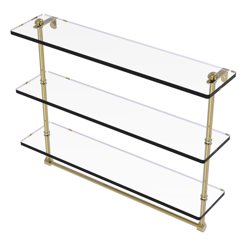 Triple Tiered Glass Shelf with Integrated Towel Bar