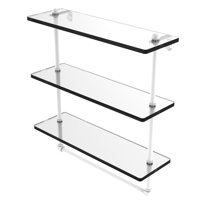 Triple Tiered Glass Shelf with Integrated Towel Bar