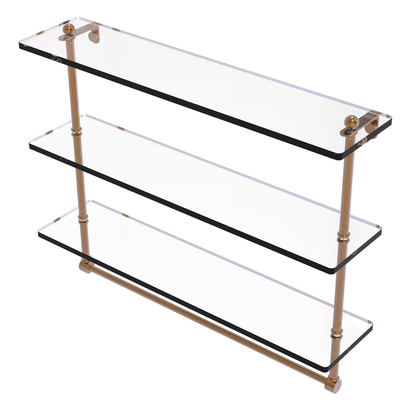 Triple Tiered Glass Shelf with Integrated Towel Bar