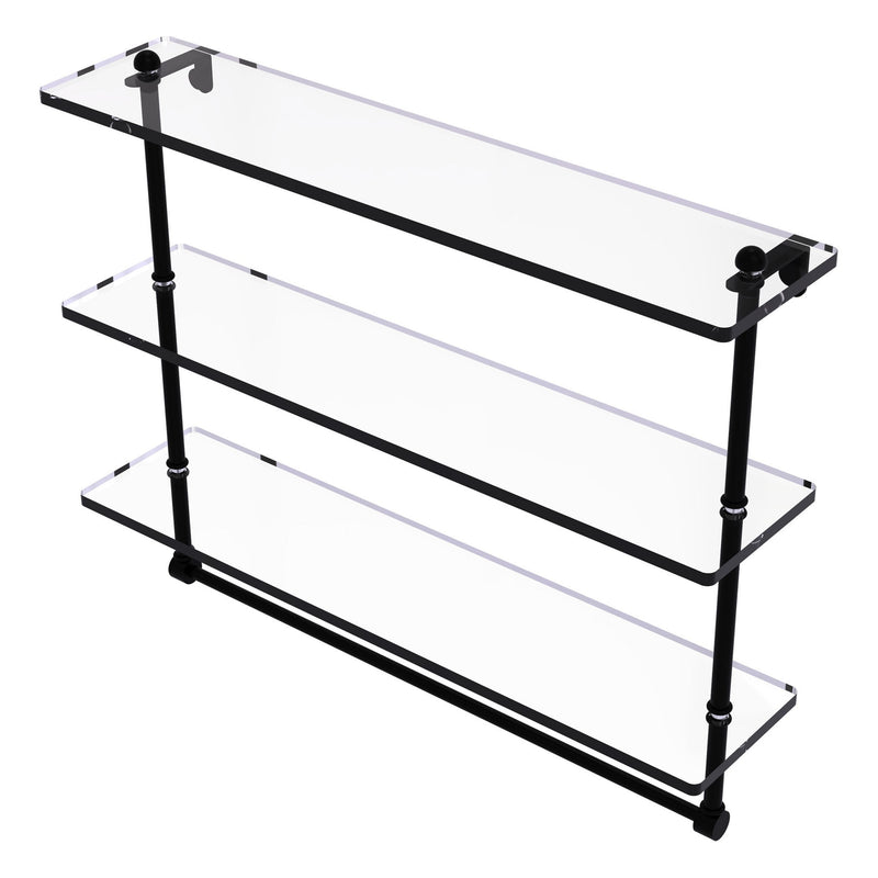 Triple Tiered Glass Shelf with Integrated Towel Bar