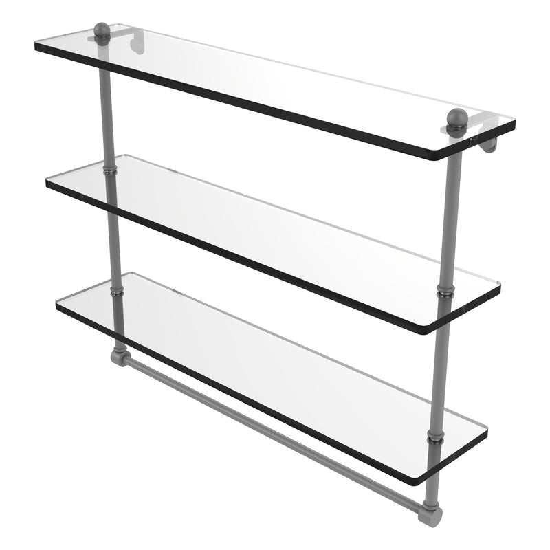 Triple Tiered Glass Shelf with Integrated Towel Bar