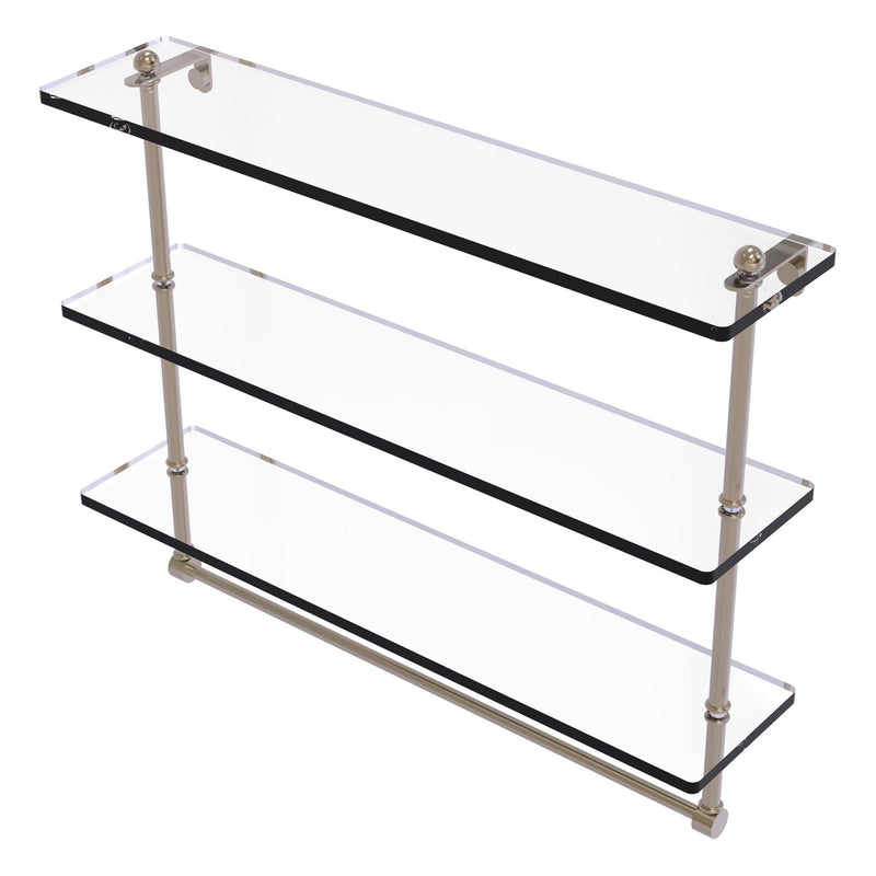 Triple Tiered Glass Shelf with Integrated Towel Bar