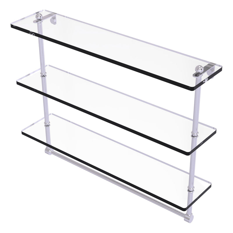 Triple Tiered Glass Shelf with Integrated Towel Bar